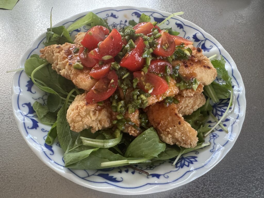 チキンフライのサルサ風完成